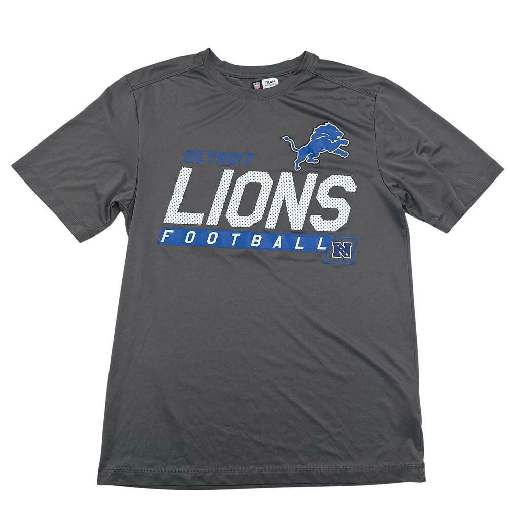 Lions NFL Team Apparel TX3 Cool Gray Mens Medium T-shirt Short Sleeve